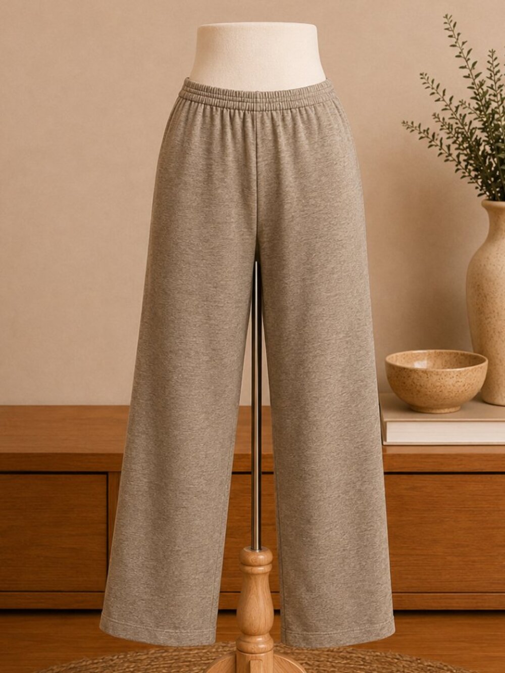 Simply Vera Vera Wang Women's L Oatmeal Wide Leg Pants NWOT Knit Pull On Comfy - Picture 2 of 10